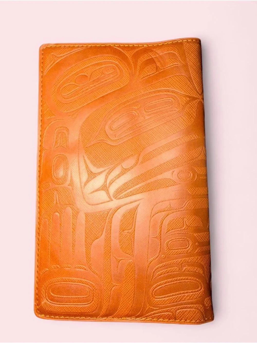 Embossed Leather Passport Holder Wallet - Tan